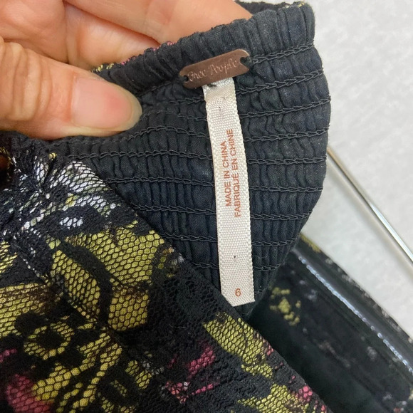 Free People floral lace strapless sweet heart mini dress Sz 6 - Picture 7 of 12